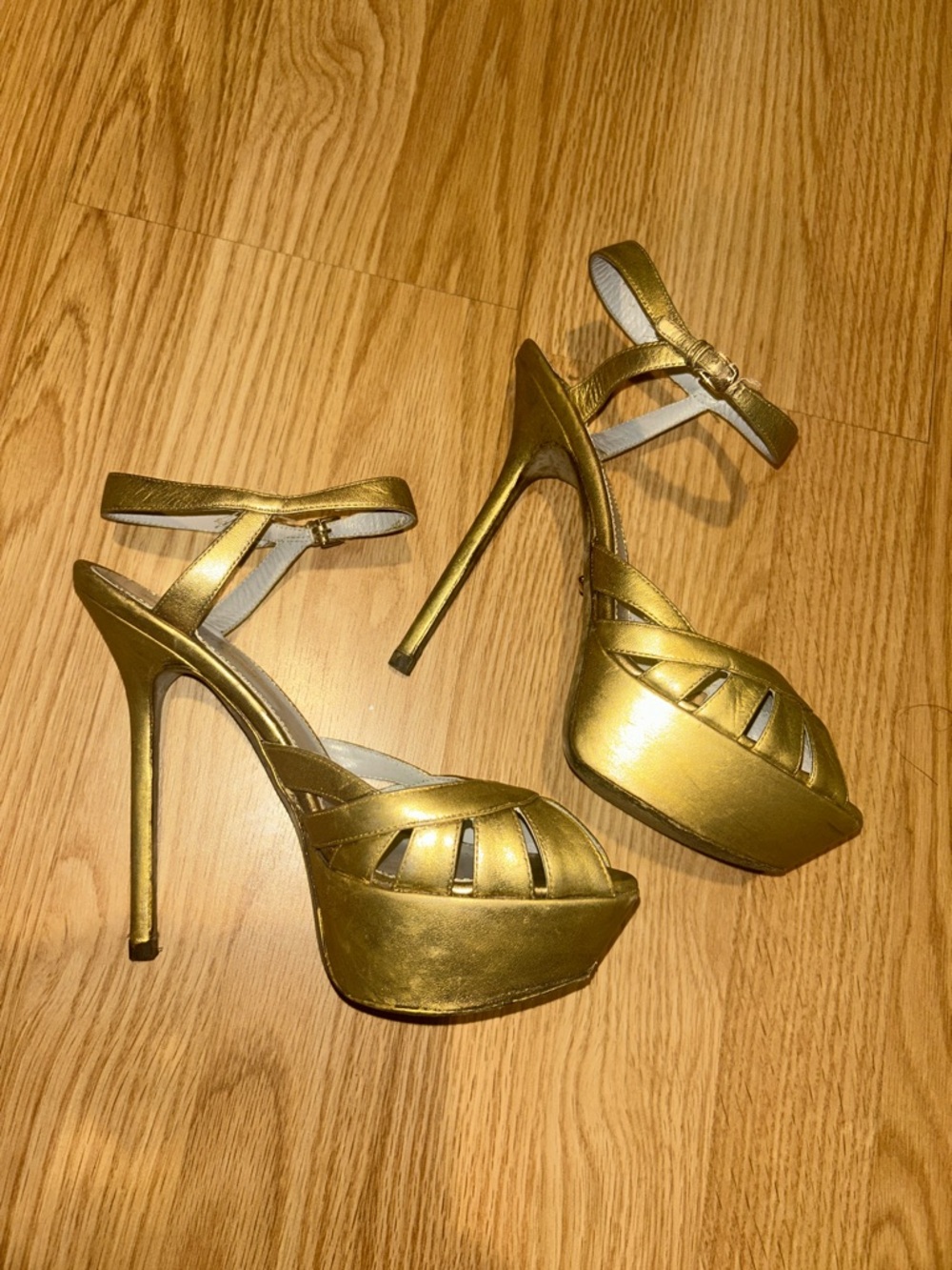 Sergio Rossi Metallic Gold Platform Sandals